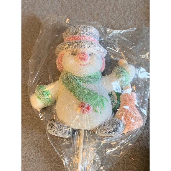 Flocked Snowman Set of 6 Floral Picks Made in Hong Kong Holiday Decor Vintage - Picture 8 of 13